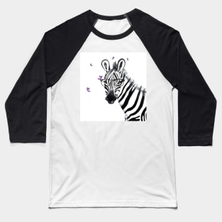 Zebra with glasses and butteflies Baseball T-Shirt